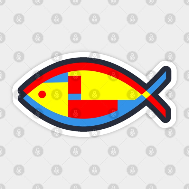 Colorful Abstract Fish Sticker by Barthol Graphics